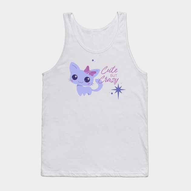 Cute but Crazy Cat Tank Top by JBeasleyDesigns